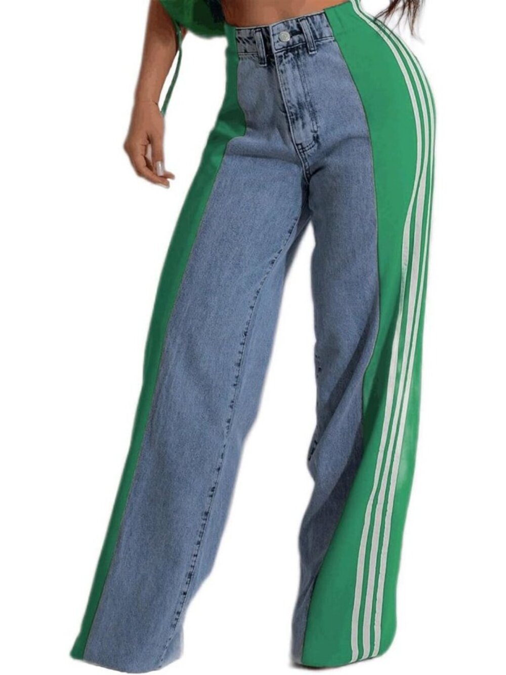 Stylish Women's Patchwork Straight Leg Jeans - Perfect for Concerts & Casual